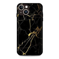 TopQ Kryt LUXURY iPhone 15 pevný Marble černo-zlatý 111299