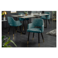 Estila Moderní jídelní židle Decora petrolejově modrá sametová 81cm