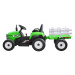 Mamido Elektrický traktor s vlečkou T2 zelený 12V7Ah EVA kola
