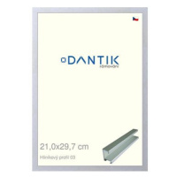 DANTIK rámeček 21 × 29,7, ALU profil 7003 Stříbrný matný sklo čiré