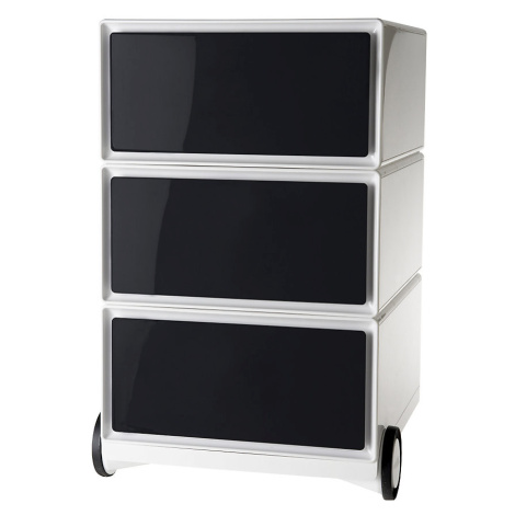 Paperflow Pojízdný kontejner easyBox®, 3 zásuvky, bílá / černá