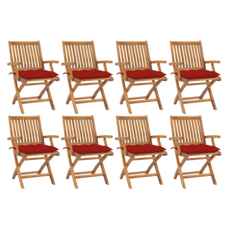 vidaXL Skládací zahradní židle s poduškami 8 ks masivní teak