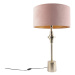 Art Deco stolní lampa zlatý sametový odstín růžová 50 cm - Diverso