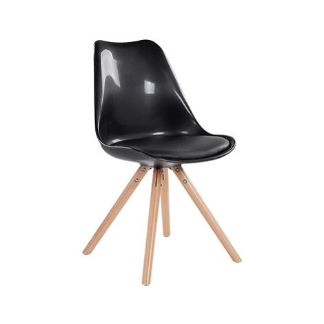 Černá jídelní židle s koženým sedákem DAKOTA, 57944 BELIANI