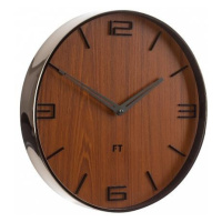 Designové nástěnné hodiny Future Time FT3010TT Flat walnut titanium 30cm