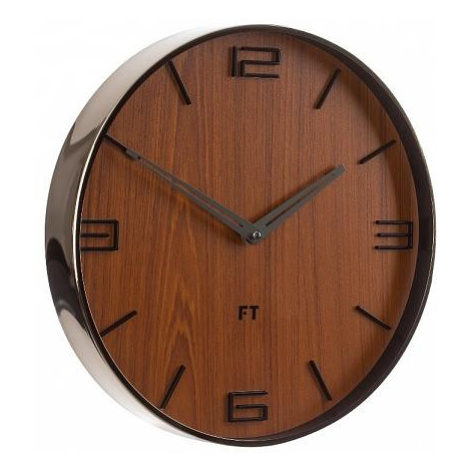 Designové nástěnné hodiny Future Time FT3010TT Flat walnut titanium 30cm FOR LIVING