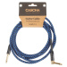 Cascha Professional Line Guitar Cable, Angled, Tweed Blue, 3 m