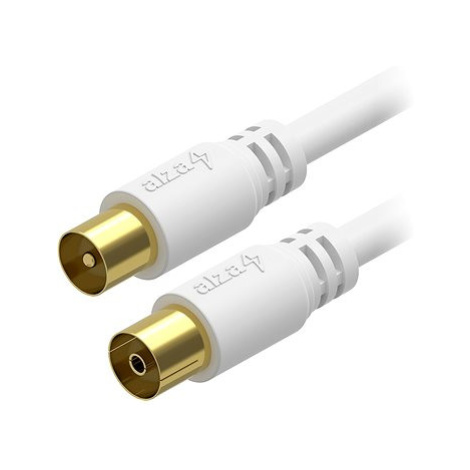 AlzaPower Core Coaxial IEC (M) - IEC (F) pozlacený konektor 7 m bílý