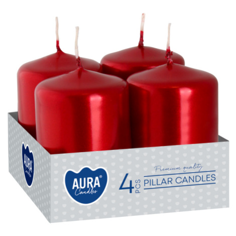 Adventní svíčka Červená metalíza 4ks, SW40/60-230 Aura Bispol
