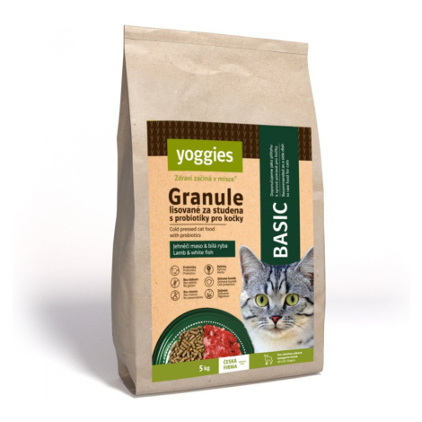5kg Yoggies Cat "Basic" granule pro kočky, lisované za studena s probiotiky