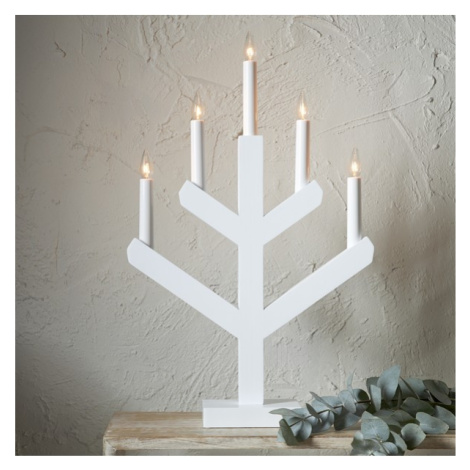 Vánoční dřevěný LED svícen výška 50 cm Star Trading Vinga - bílý