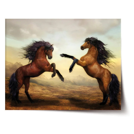 Plakát Vzpínající se koně - 60x40 cm