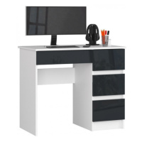 Počítačový stůl A7 pravá bílá/grafit lesk