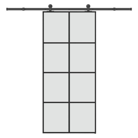 vidaXL Posuvné dveře s kováním 90x205 cm ESG sklo a hliník