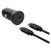 FIXED set autonabíječky s USB-C výstupem a USB-C/USB-C kabelem, podpora PD, 1 metr, 20W černý
