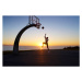 Fotografie Mid adult woman playing basketball at sunset, Heshphoto, 40 × 26.7 cm