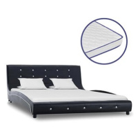SHUMEE postel s matrací z paměťové pěny 140 × 200 cm, umělá kůže, černá