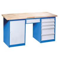 Dílenský stůl, stavebnicový systém, 2 volně stojící skříňky se 6 zásuvkami nebo 1 dvířky (výška 
