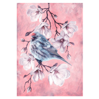 Ilustrace Small Bird on the branch of, oxygen, 30 × 40 cm