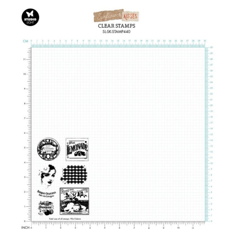 Gelová razítka Sunflower Kisses, 7 ks – Retro etikety