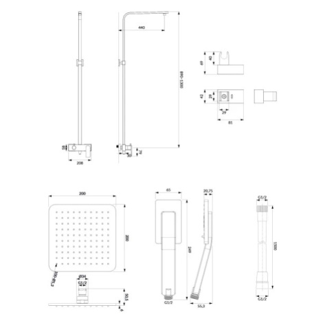 OMNIRES BARETTI sprchový sloup černá mat /BLM/ BA7844BL