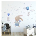 Samolepka na zeď - Modré zajíčky s balony