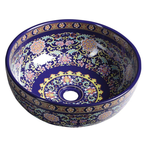 PRIORI keramické umyvadlo, průměr 40,5cm, 15,5cm, fialová s ornamenty PI022 Sapho