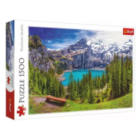 Puzzle Jezero Oeschinen Alpy, Švýcarsko 1500 dílků 85x58cm v krabici 40x26x6cm