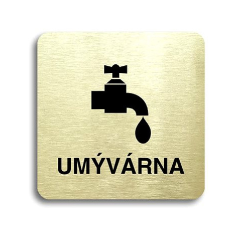 Accept Piktogram "umývárna" (80 × 80 mm) (zlatá tabulka - černý tisk bez rámečku)