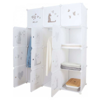 Tempo Kondela Dětská modulární skříň KITARO bílá / hnědý dětský vzor + kupón KONDELA10 na okamži