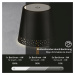 BRILONER LED nabíjecí stolní lampa 38 cm 2,6 W 280lm černá-dřevo IP44 BRILO 7438-114