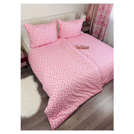 Povlečení balněné Dots růžové TiaHome - Dětský set 130x90cm + 65x45cm