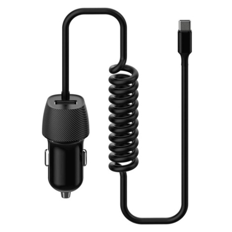 Nabíječka do auta 1xUSB 5V/1A + USB-C konektor 150 cm černá Donoci