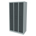 BISLEY Šatní skříň MonoBloc™, dvoupatrová, šířka 900 mm, 3 oddíly, 6 boxů, barva korpusu světlá 