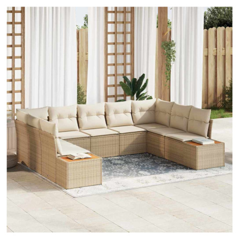 vidaXL Sada zahradních pohovek s polštářem 9 pcs Béžová Poly ratan