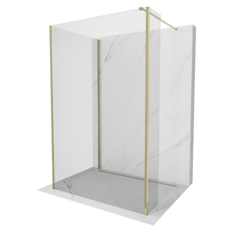 MEXEN/S Kioto Sprchová zástěna WALK-IN 130 x 105 x 30 cm, transparent, zlatá 800-130-105-221-50-