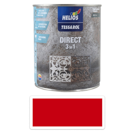 TESSAROL Direct 3in1 - antikorozní barva na kov 0.75 l Červená RAL 3000 HELIOS PREISSER