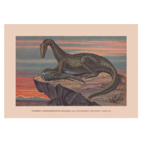 Ilustrace Protorosaurus speneri and Menaspis armata, Permian, ZU_09, 40 × 26.7 cm