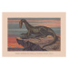 Ilustrace Protorosaurus speneri and Menaspis armata, Permian, ZU_09, 40 × 26.7 cm