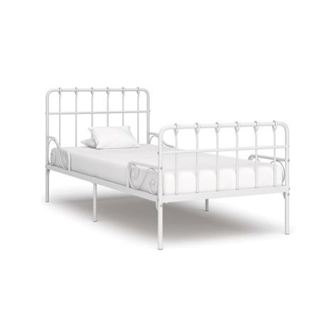 Rám postele s laťkovým roštem bílý kov 90 × 200 cm, 284601 SHUMEE