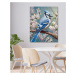 Obrazy na stěnu - Krásný modrý pták ve větvích Rozměr: 40x50 cm, Rámování: vypnuté plátno na rám