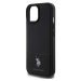 U.S. Polo PU Leather Mesh Pattern Double Horse kryt pro iPhone 15 černý