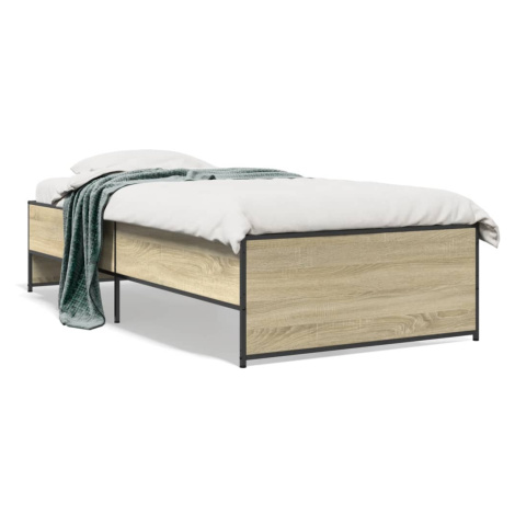 vidaXL Rám postele dub sonoma 90 x 200 cm kompozitní dřevo a kov