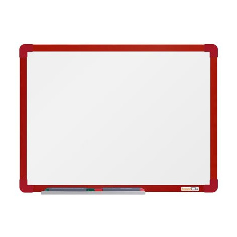 boardOK Bílá magnetická tabule s emailovým povrchem 60 × 45 cm, červený rám