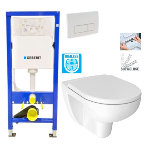 GEBERIT DuofixBasic s bílým tlačítkem DELTA51 + WC JIKA LYRA PLUS RIMLESS + SEDÁTKO DURAPLAST SL