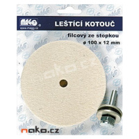 MAGG leštící filcový kotouč 100x12mm se stopkou BL9340100