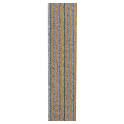 WallART Dekorativní nástěnné lamely s filcem, Dub světlý / šedý 270x40x0,8 cm - 7 lamel