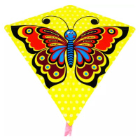 Drak létající žlutý motýl 68x73cm plastový v sáčku