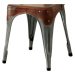 Jídelní židle IRON železo almond/hnědý kožený potah