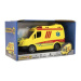 Auto ambulance plast 20cm na setrvačník na baterie se zvukem se světlem v krabici 26x15x12cm